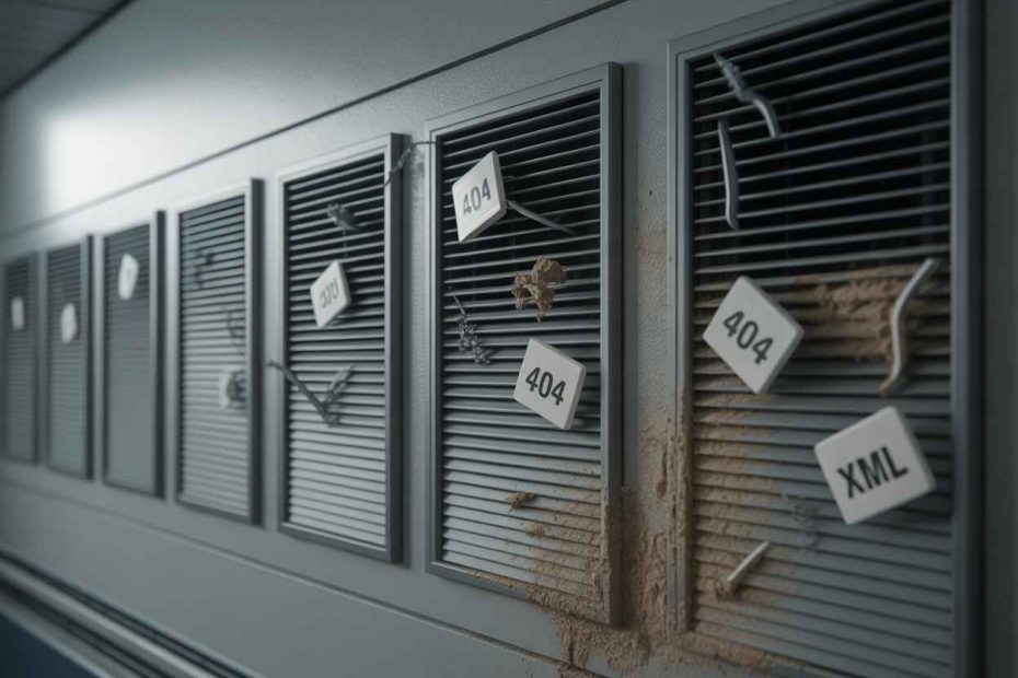 Dust-filled vents representing blocked SEO crawl paths in a website.